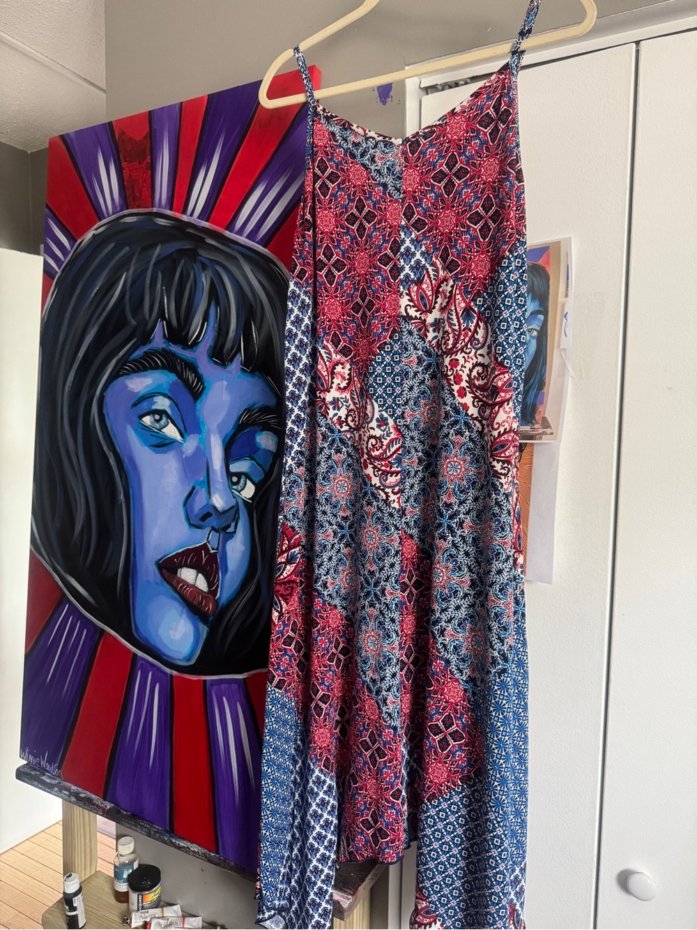 Nina Leonard Boho Patchwork Sharkbite Hem Maxi Sundress XL